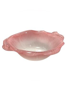 Vintage 1980s Mikasa Japan Laslo Rose Satin Pink Seashell Glass Console Bowl